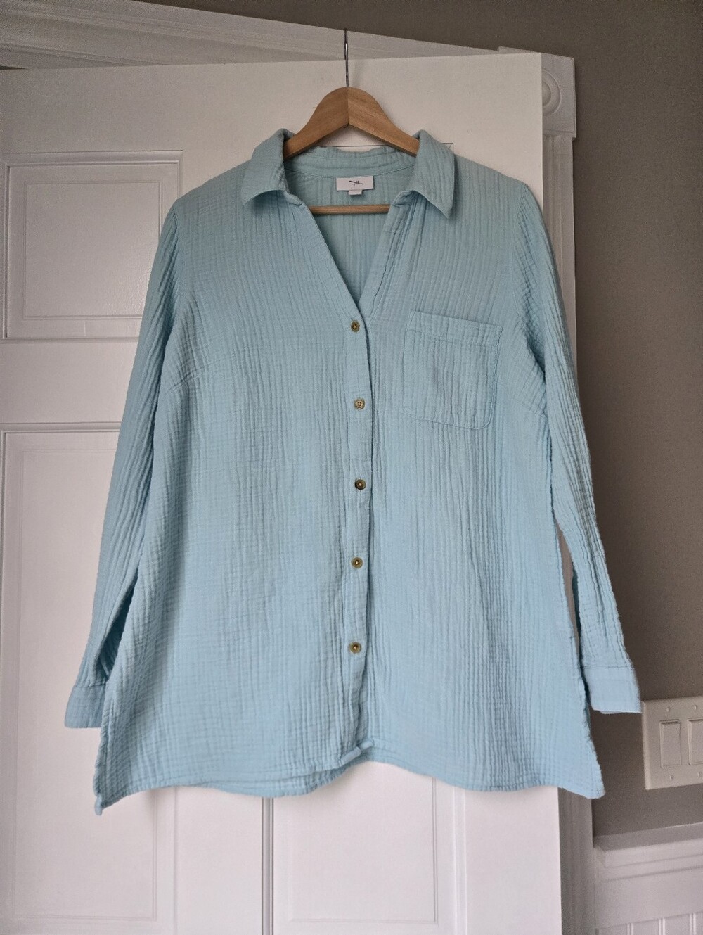 J. Jill Light Blue Cotton Gauze Button-Down